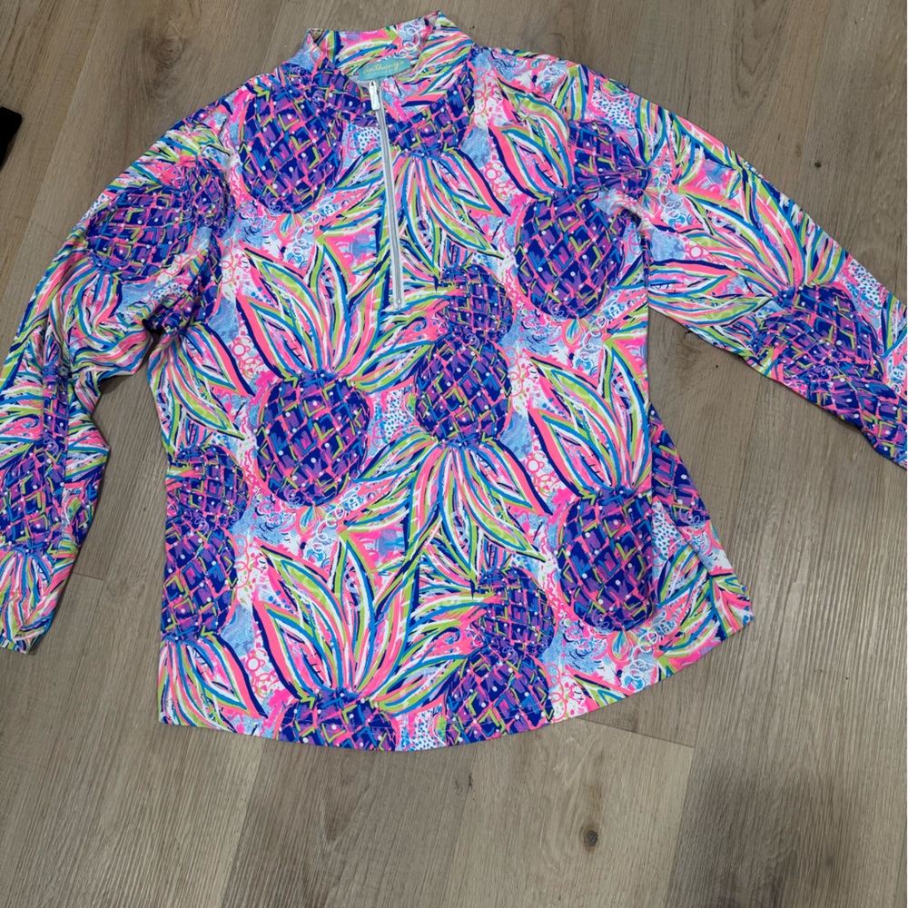 Vibrant Pineapple Print Long Sleeve Top
